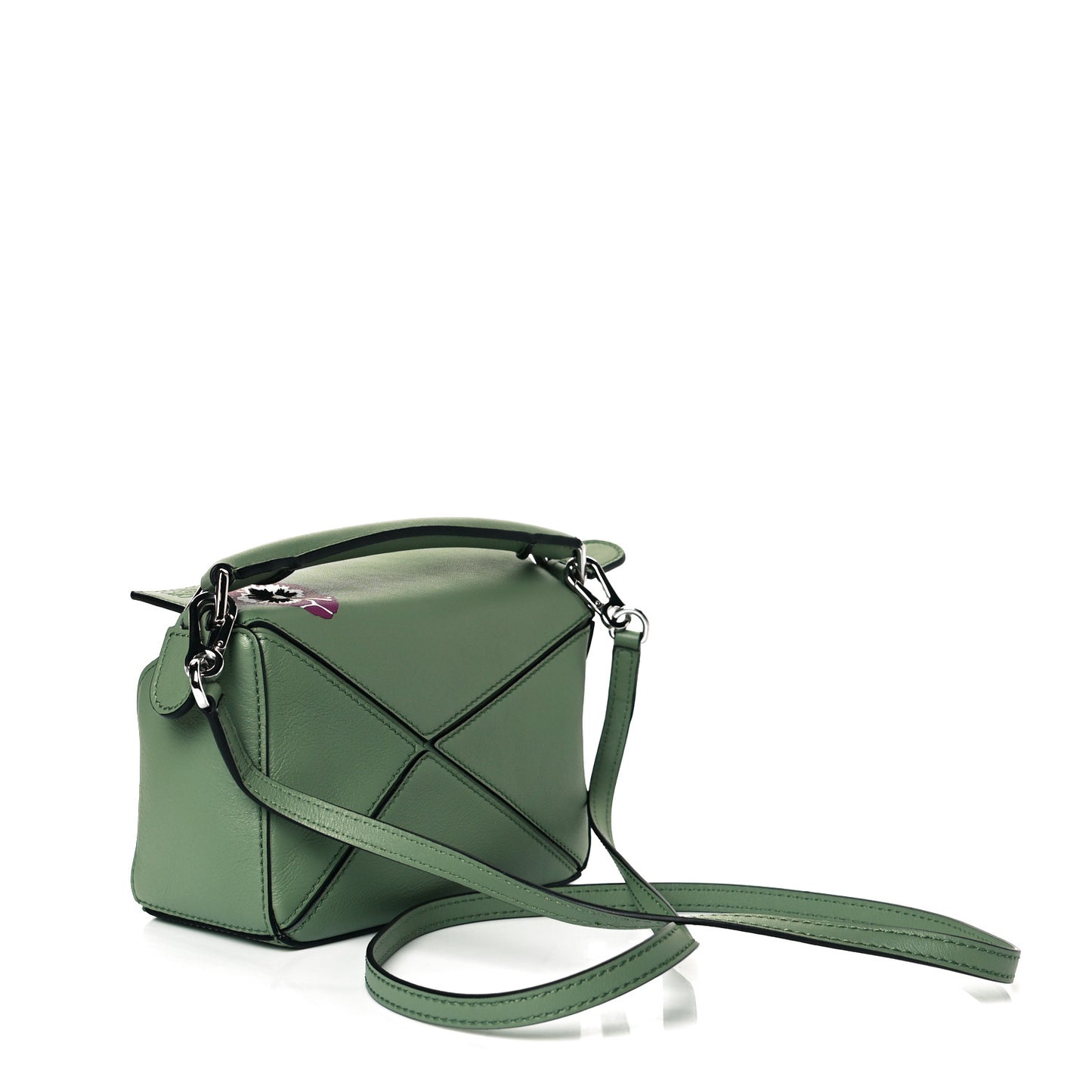 Calfskin Mini Pansies Puzzle Bag Rosemary