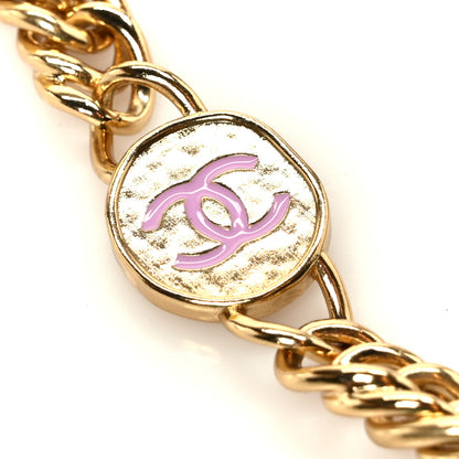 Chanel Lambskin Quilted Enamel Logo Flap Card Holder On Chain Yellow 14 of 15