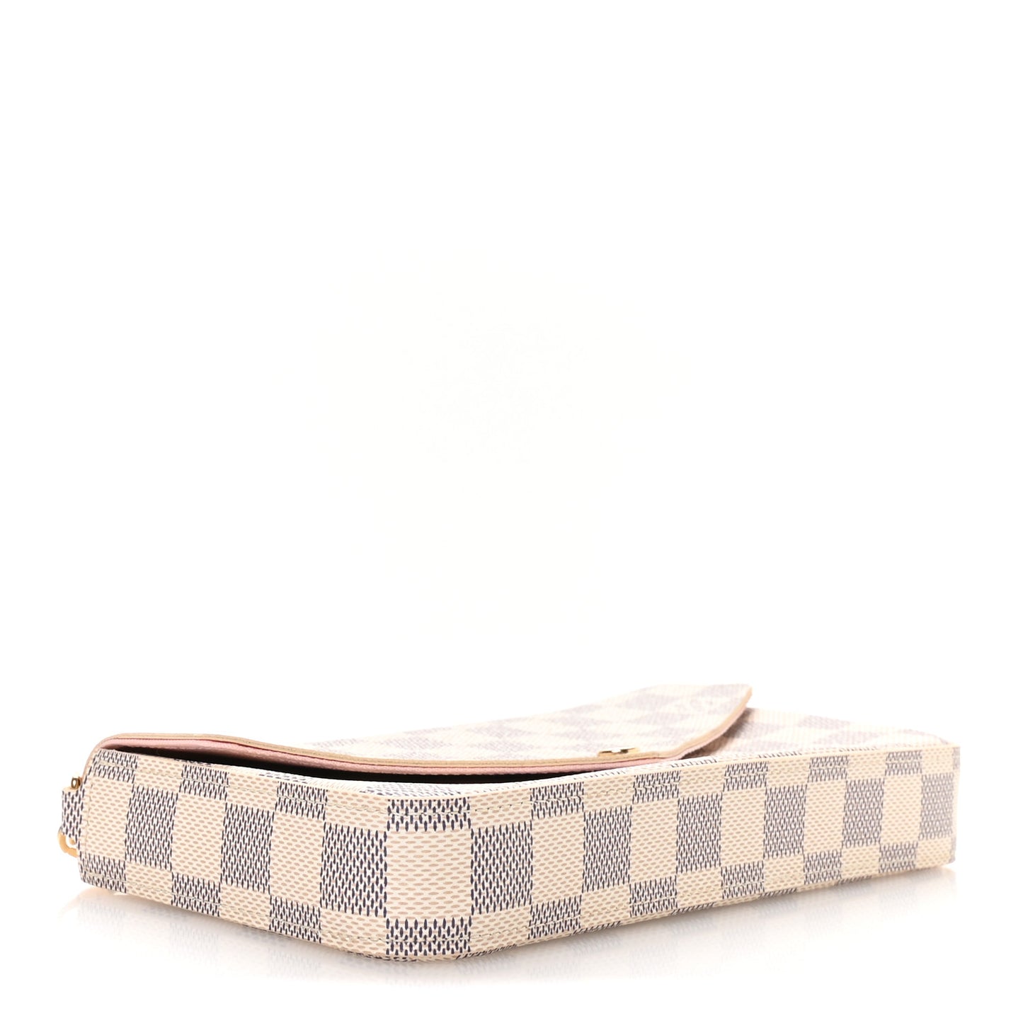 Damier Azur Pochette Felicie Chain Wallet Rose Ballerine