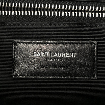 Saint Laurent Smooth Calfskin Matelasse Chevron Large Monogram Satchel Black 5 of 10