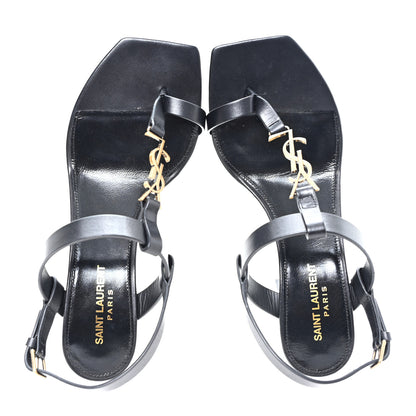 Saint Laurent Calfskin Cocco Cassandra 75 Sandals 39 Black 2 of 10
