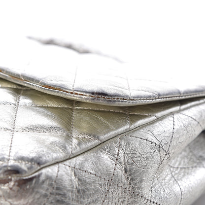 Chanel Metallic Aged Calfskin Quilted Jumbo Single Flap Silver 21 of 23