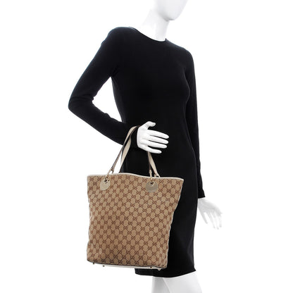 Gucci Monogram Large Eclipse Tote Beige White 3 of 13