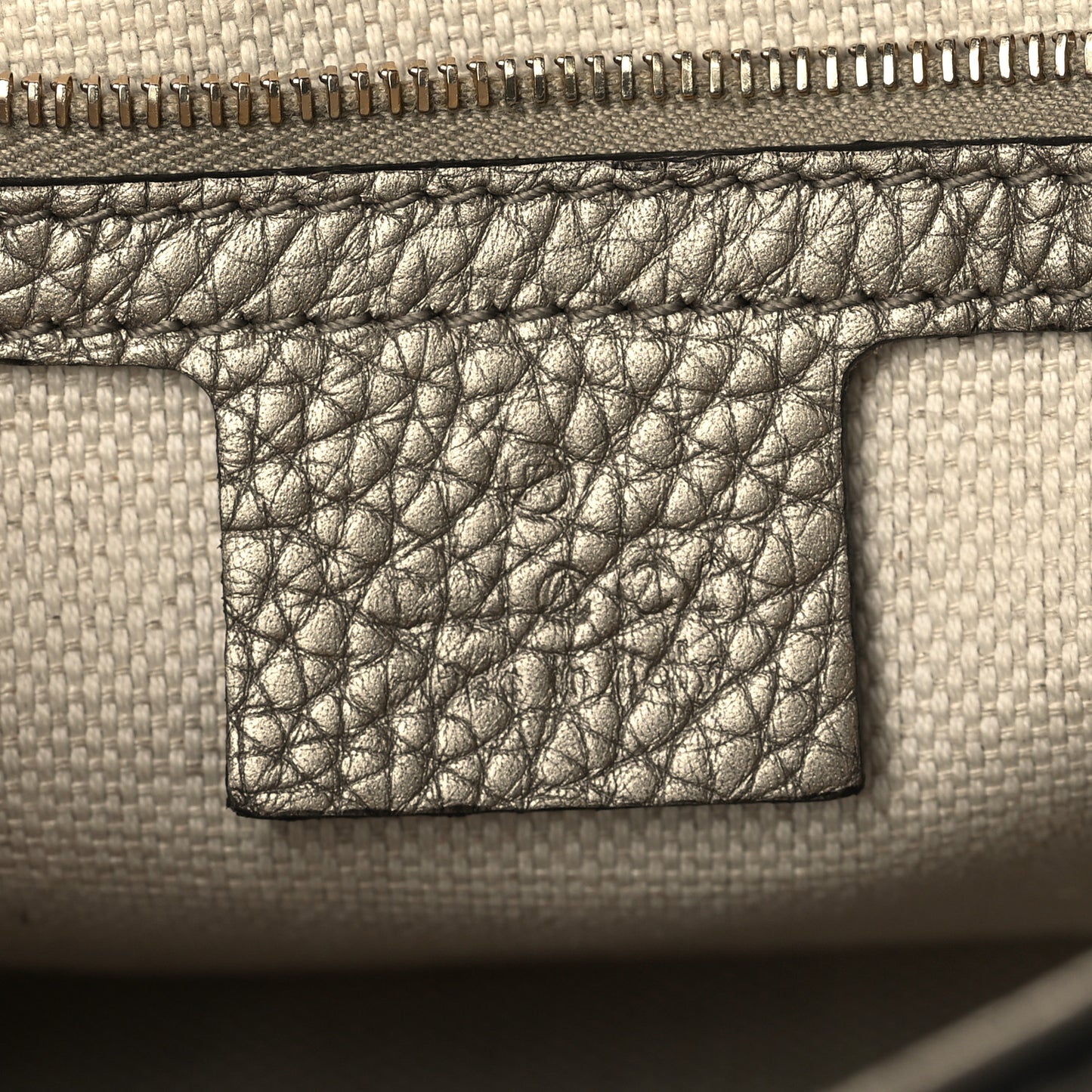 Metallic Pebbled Calfskin Medium Soho Flap Crossbody Golden Beige