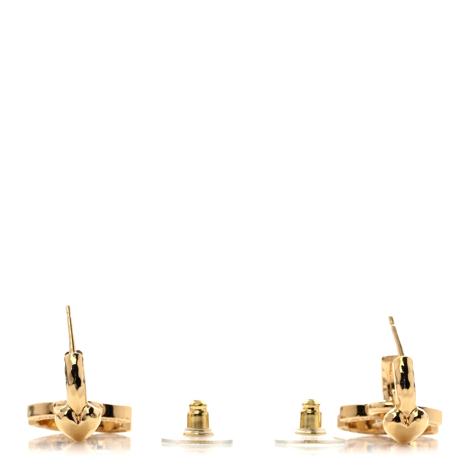 Chanel Metal Crystal Studded CC Hoop Drop Earrings Gold 3 of 5