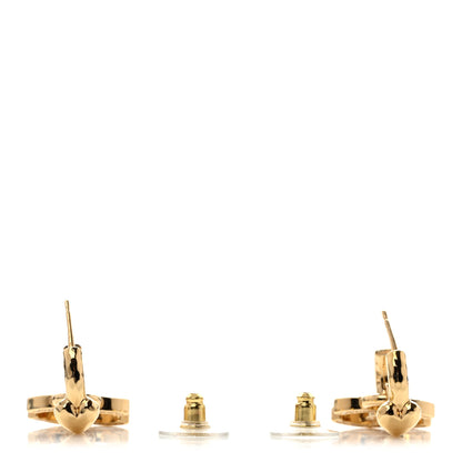 Chanel Metal Crystal Studded CC Hoop Drop Earrings Gold 3 of 5