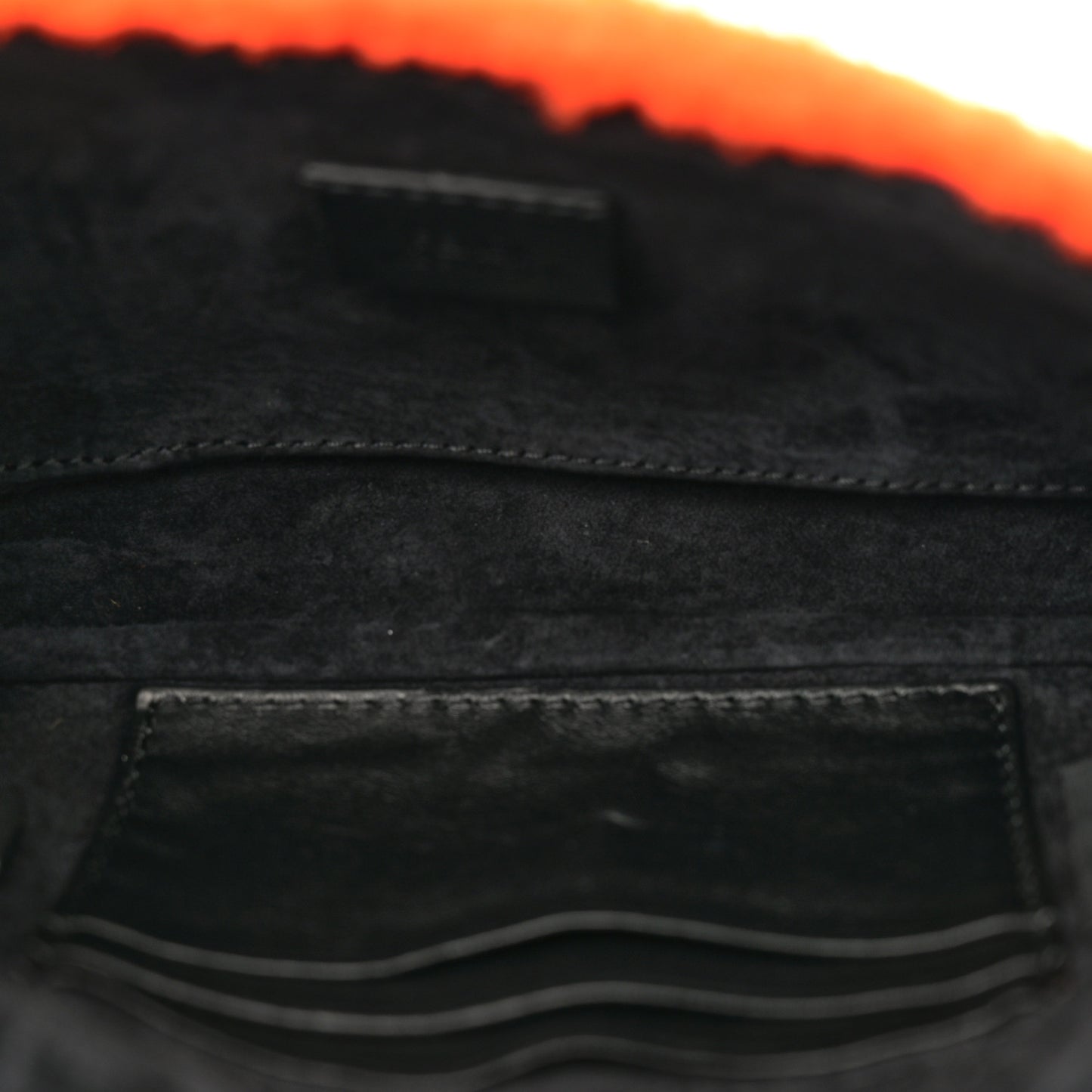 Shearling Nappa Mini Be Baguette Shoulder Bag Arancio Black