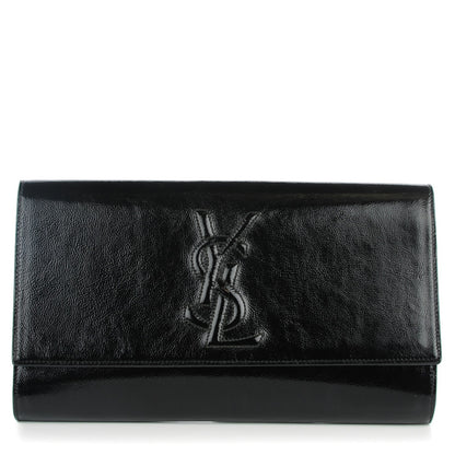 Saint Laurent Textured Patent Monogram Large Belle De Jour Clutch Black 1 of 7