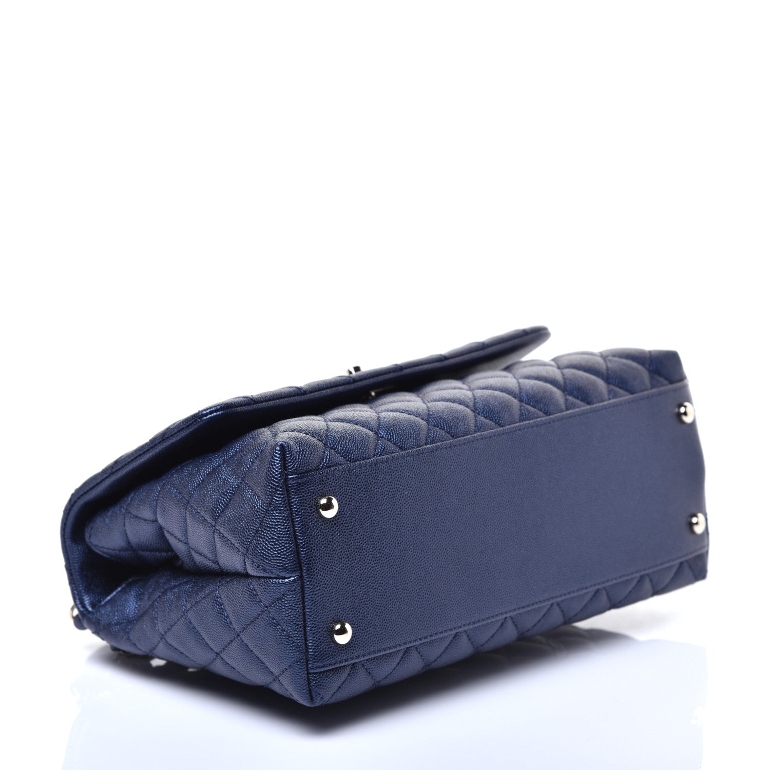 Chanel Iridescent Caviar Quilted Small Coco Handle Flap Dark Blue 4 of 9