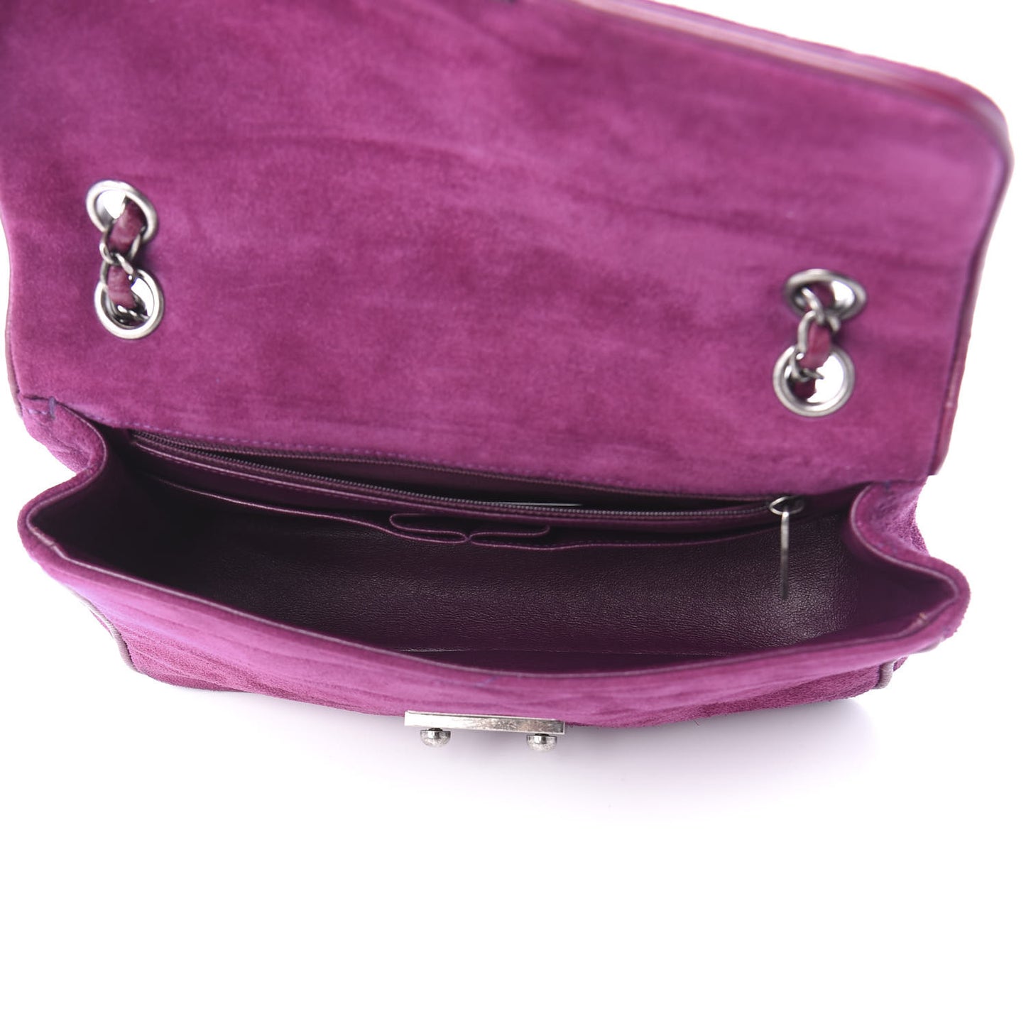 Suede Lambskin Scallop Quilted Medium Pagoda Flap Purple