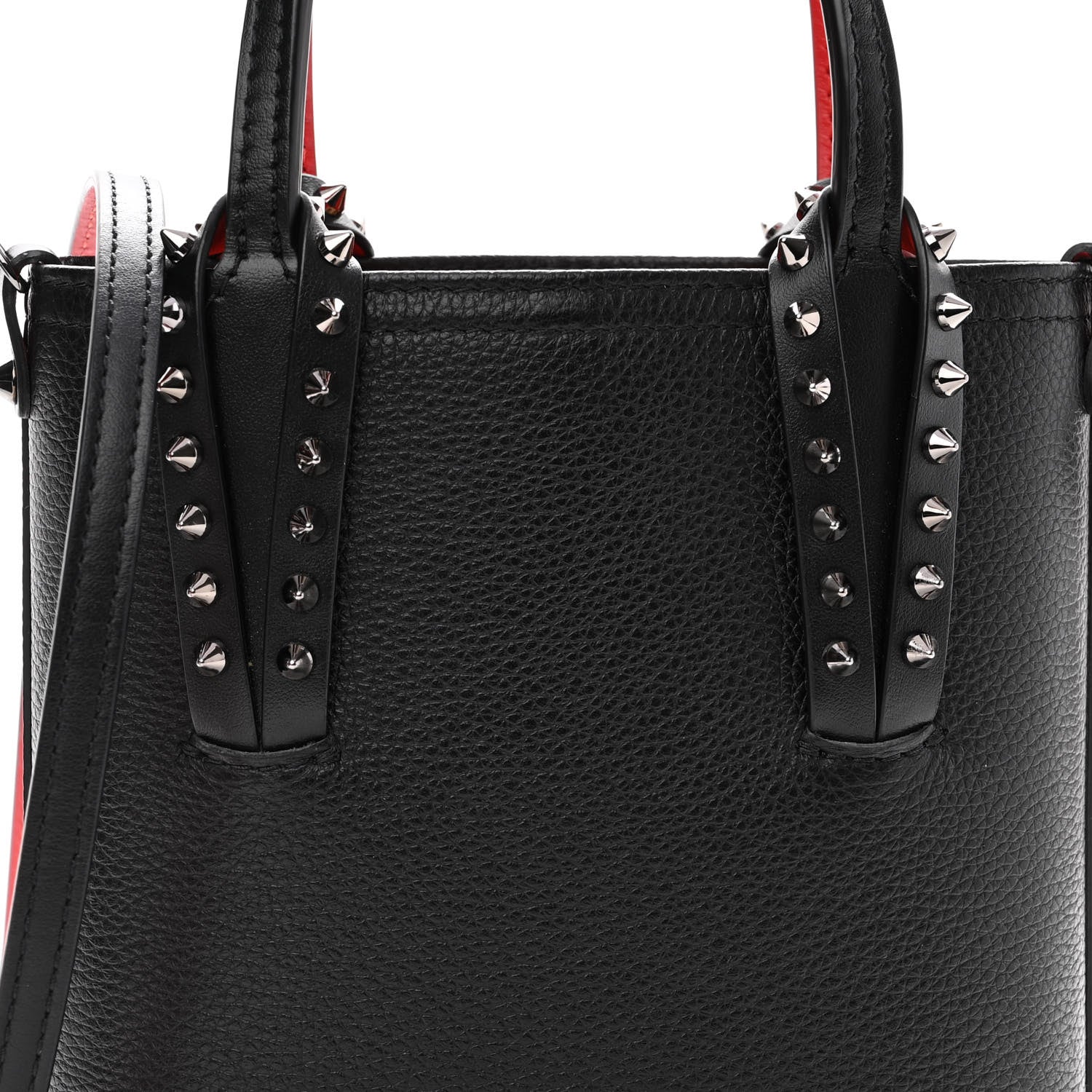 Christian Louboutin Calfskin Spikes Mini North South Cabata Tote Black 7 of 9