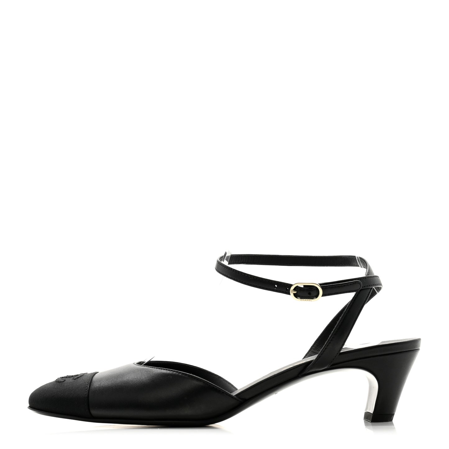 Lambskin Grosgrain Cap Toe CC Slingback Pumps 40 Black