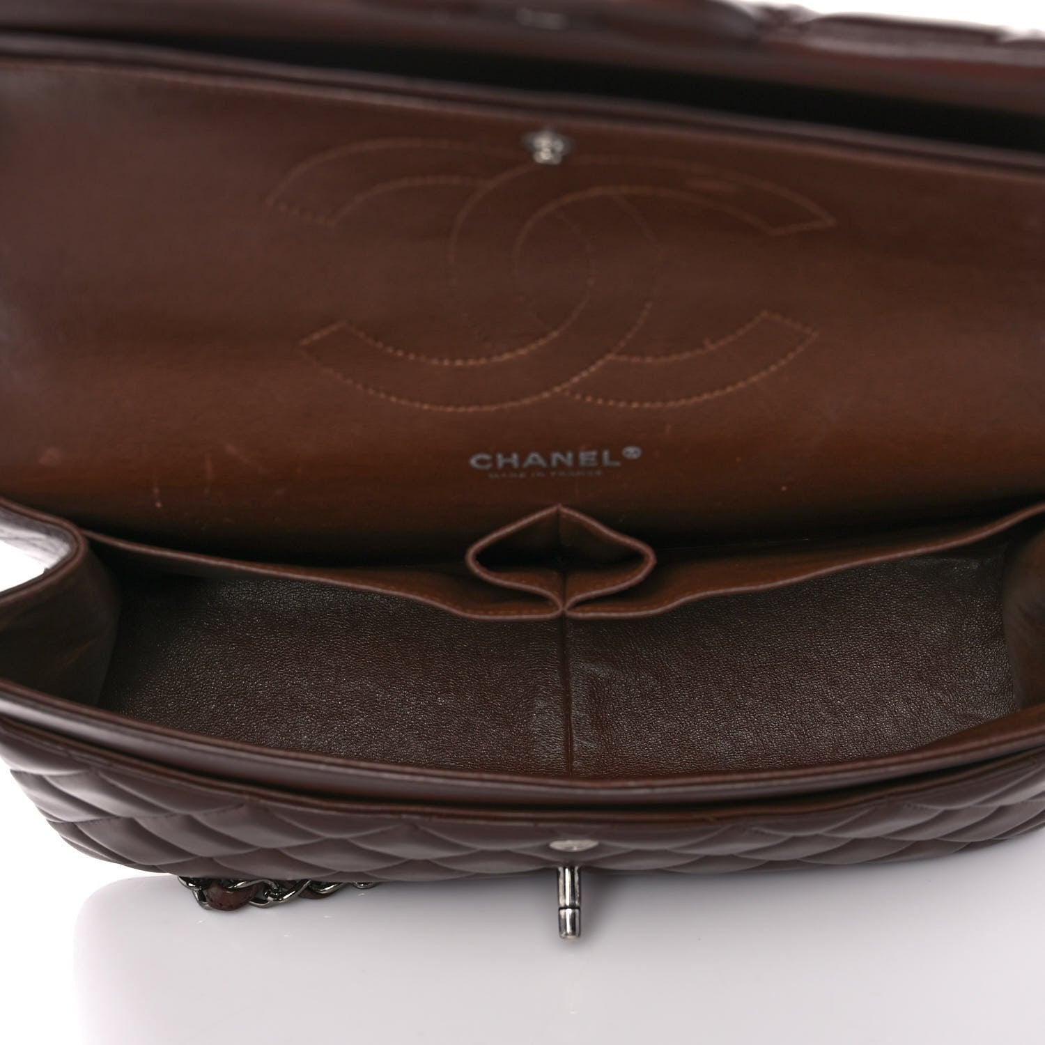 Chanel Lambskin Quilted Jumbo Double Flap Dark Brown 4 of 14