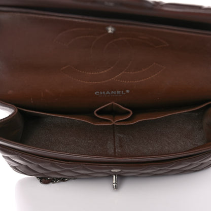 Chanel Lambskin Quilted Jumbo Double Flap Dark Brown 4 of 14