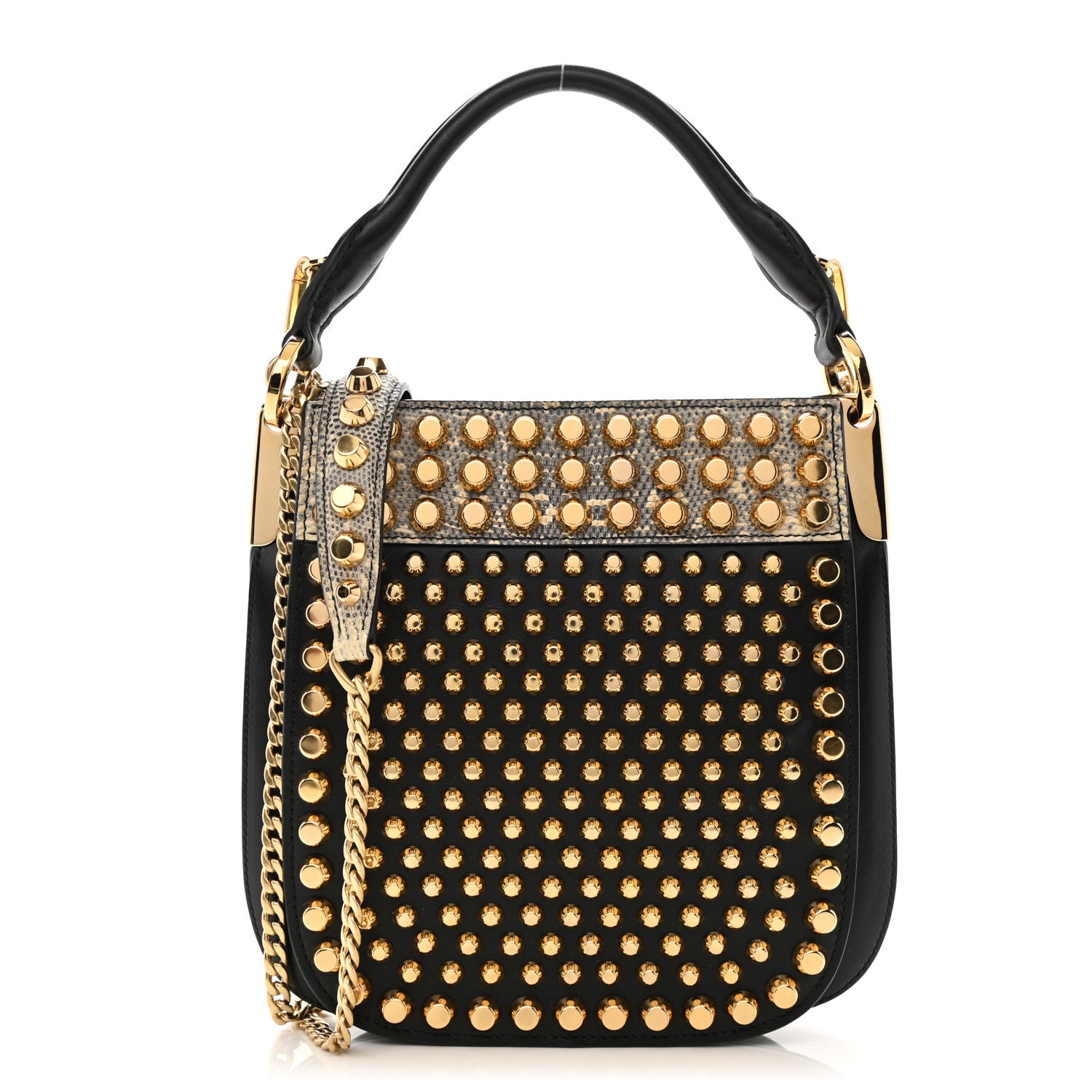 Prada City Calfskin Lucer Studded Small Margit Bag Black Roccia 1 of 8