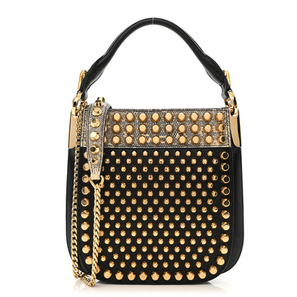 Prada City Calfskin Lucer Studded Small Margit Bag Black Roccia 1 of 8
