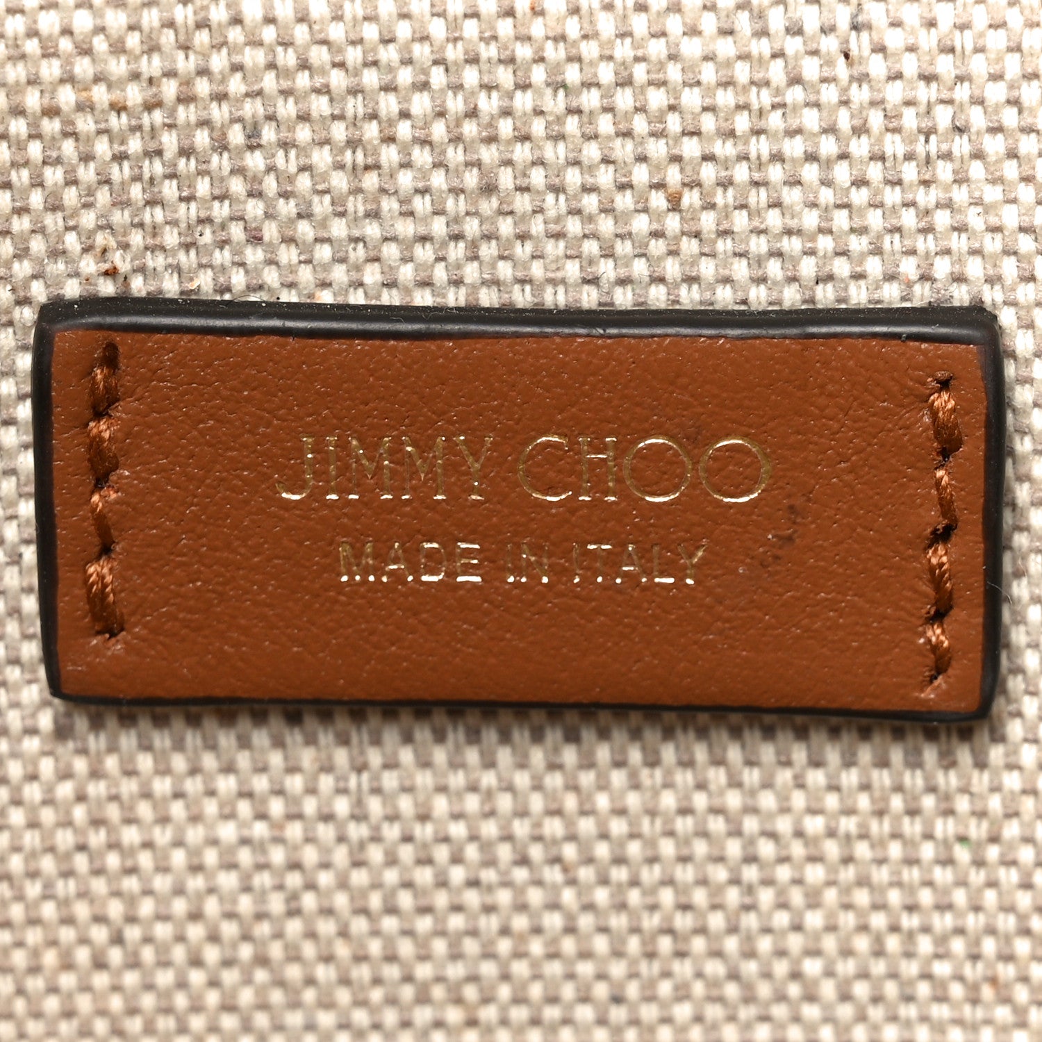 Jimmy Choo Canvas Embroidered Logo Tote Ecru Tan 6 of 9