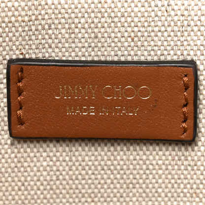 Jimmy Choo Canvas Embroidered Logo Tote Ecru Tan 6 of 9