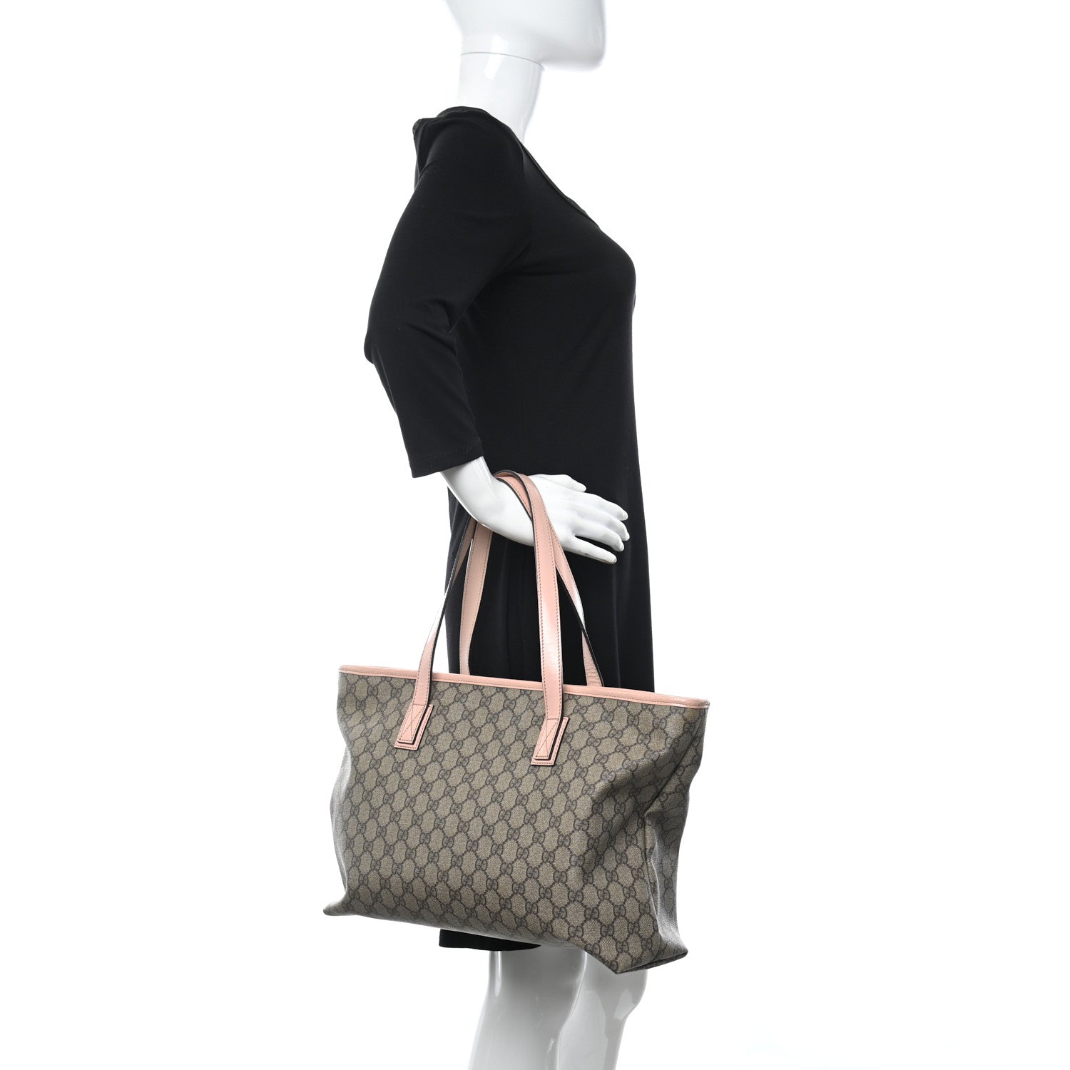 Gucci GG Supreme Monogram Medium Zippered Shopping Tote Pink 2 of 12