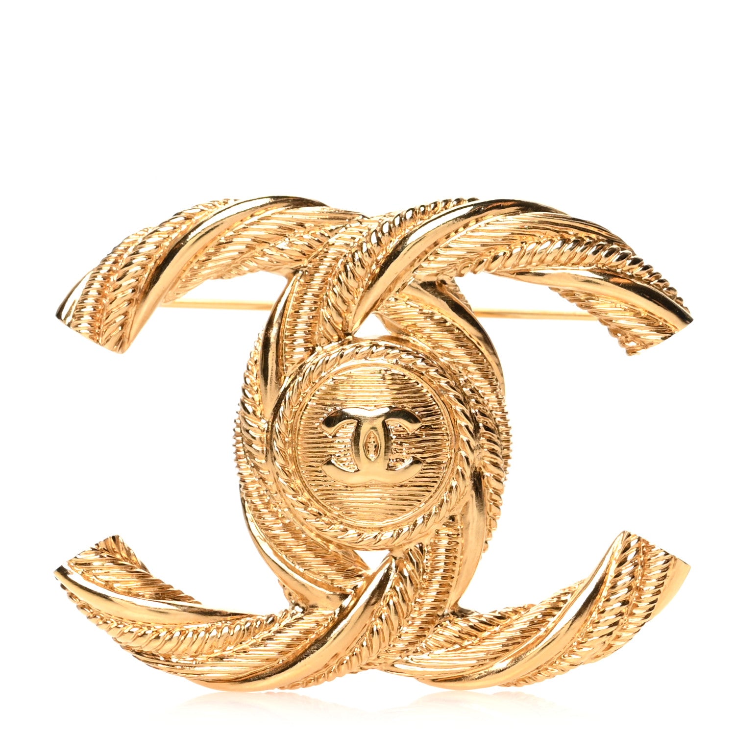 Chanel Metal Twisted CC Brooch Gold 1 of 4