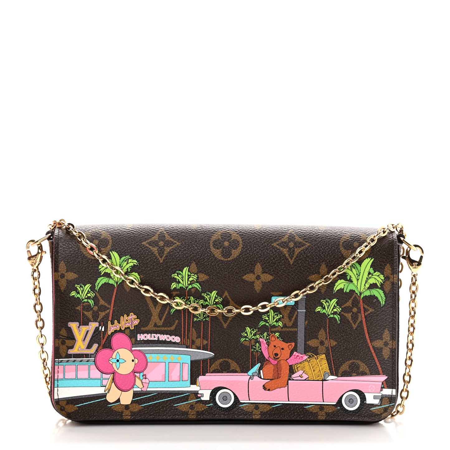Monogram 2021 Christmas Animation Hollywood Pochette Felicie Chain Wallet Fuchsia