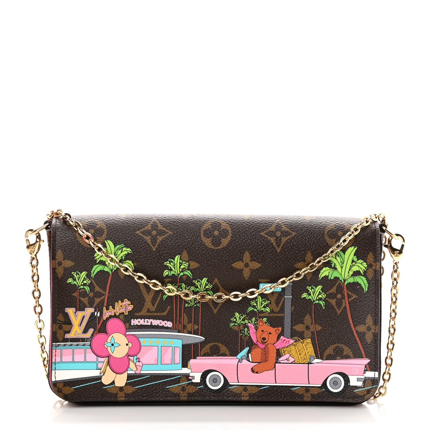 Louis Vuitton Monogram 2021 Christmas Animation Hollywood Pochette Felicie Chain Wallet Fuchsia 3 of 14