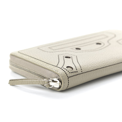Balenciaga Veau Grana Perforated Blackout Hardware Continental Zip Around Wallet Gris Cendre 6 of 9