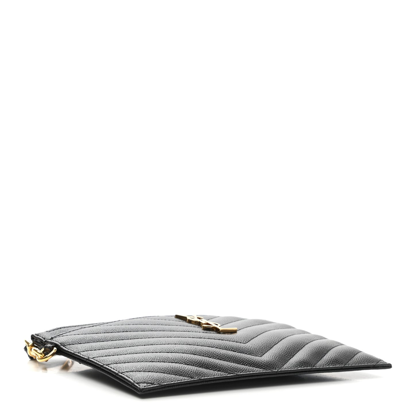 Grain De Poudre Chevron Monogram Large Bill Pouch Black