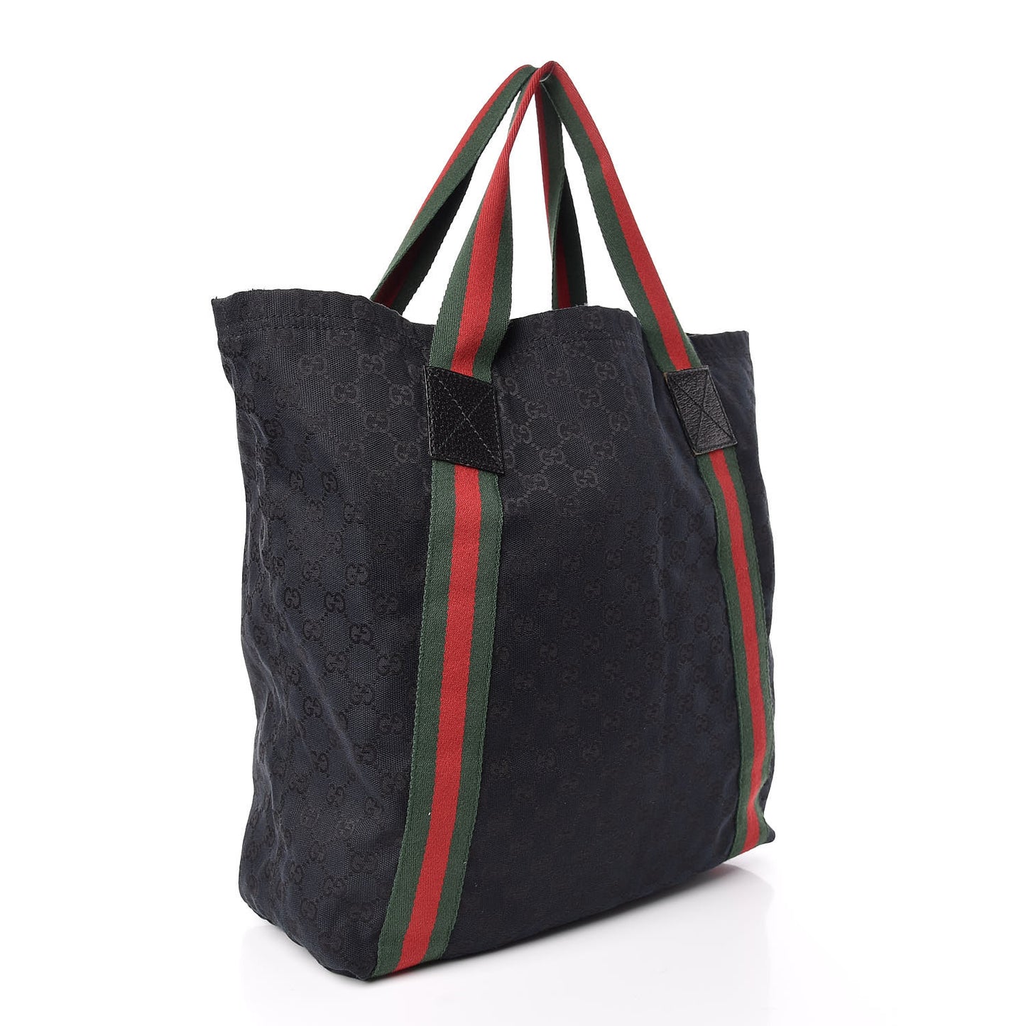 GG Monogram Medium Web Handle Vertical Tote Black