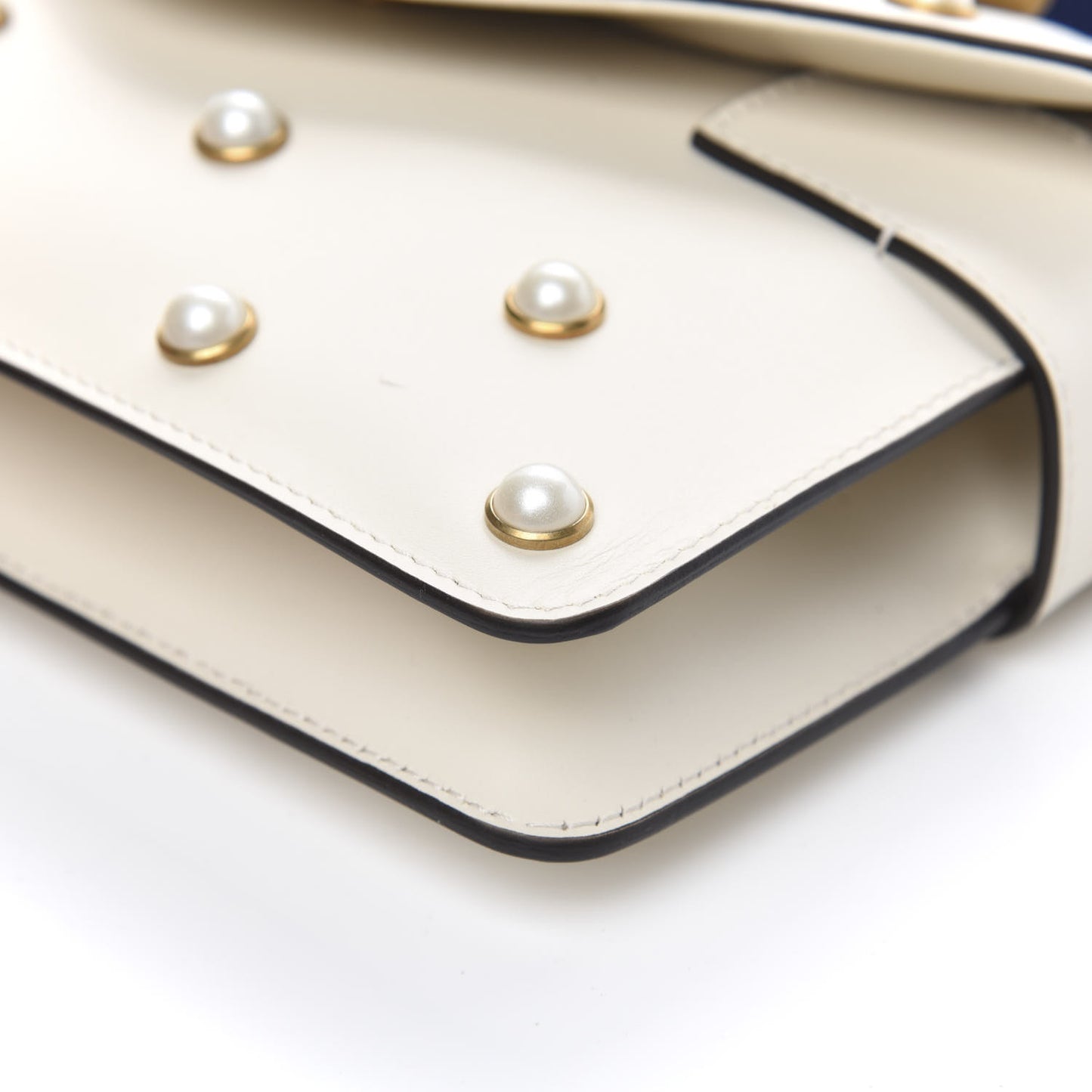 Nappa Pearl Studded Mini Queen Margaret Broadway Shoulder Bag Mystic White