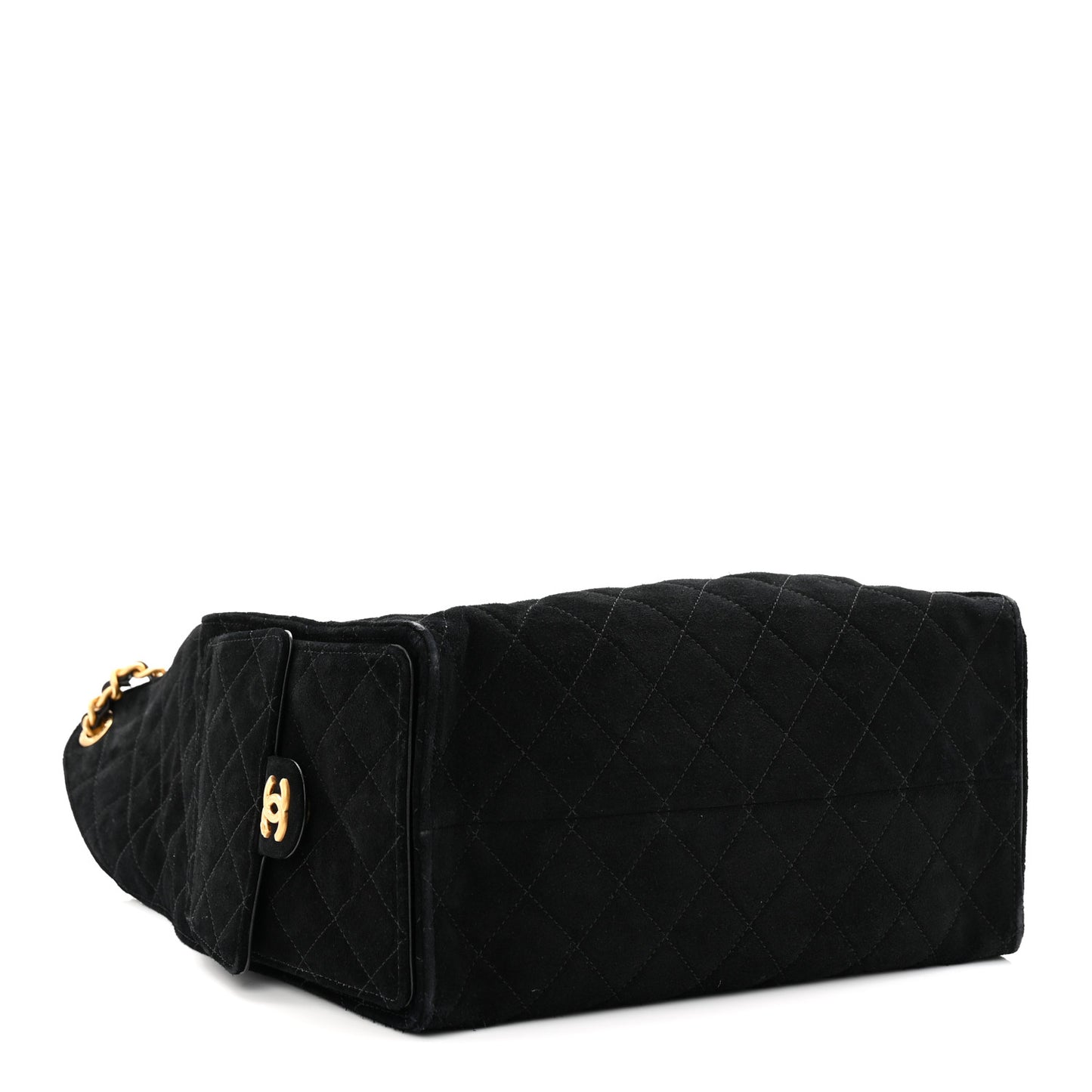 Suede Quilted Medium Chanel 25 Handbag Black