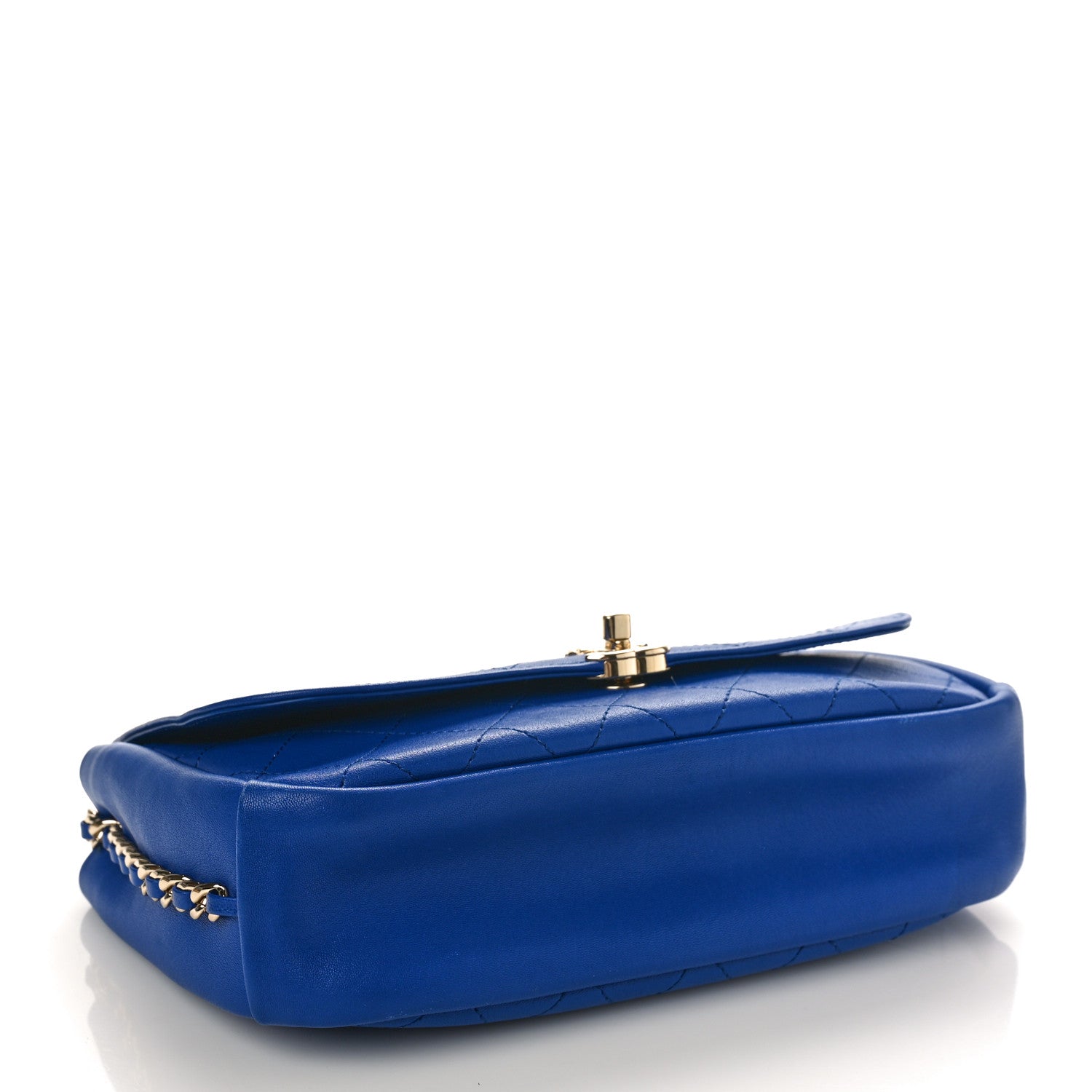 Chanel Goatskin Stitched Medium Casual Trip Single Flap Royal Blue 4 of 9