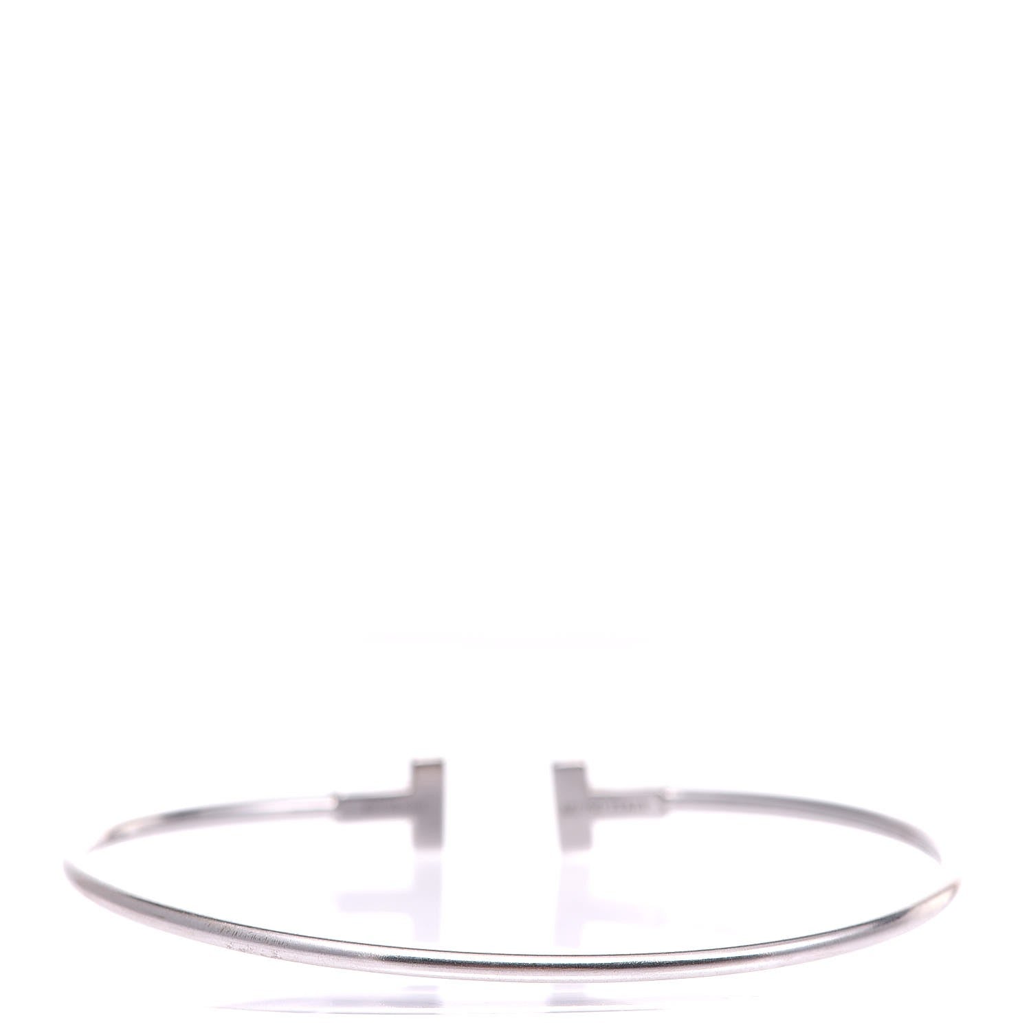 Tiffany 18K White Gold Narrow T Wire Bracelet 4 of 5