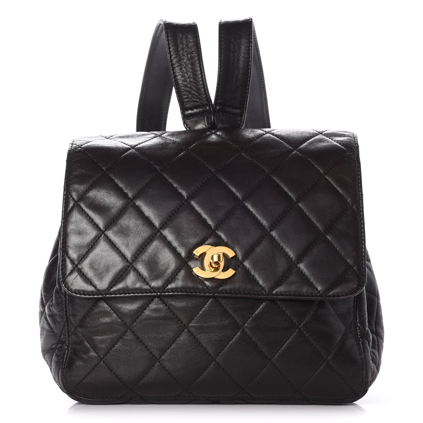 Lambskin Quilted Backpack Black