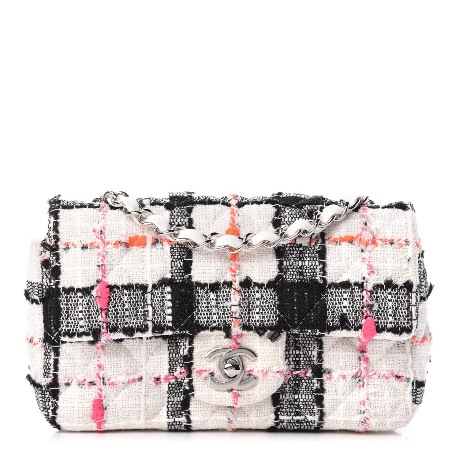 Chanel Tweed Quilted Mini Rectangular Flap Black White Pink 1 of 10