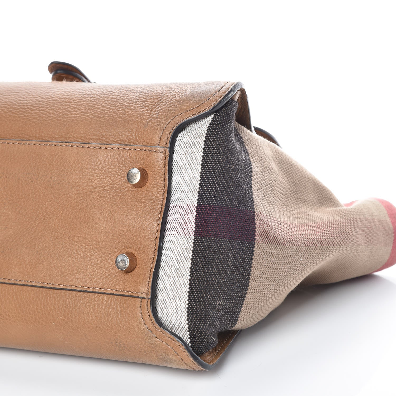 Burberry Mega Check Grained Calfskin Medium Harcourt Satchel Saddle Brown 28 of 28