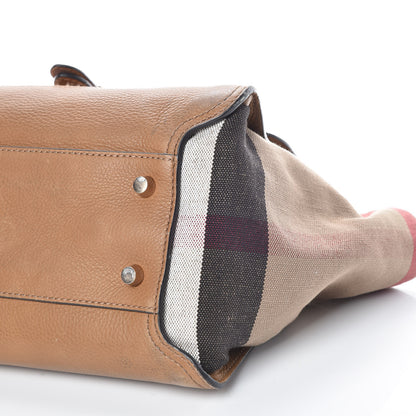Burberry Mega Check Grained Calfskin Medium Harcourt Satchel Saddle Brown 28 of 28