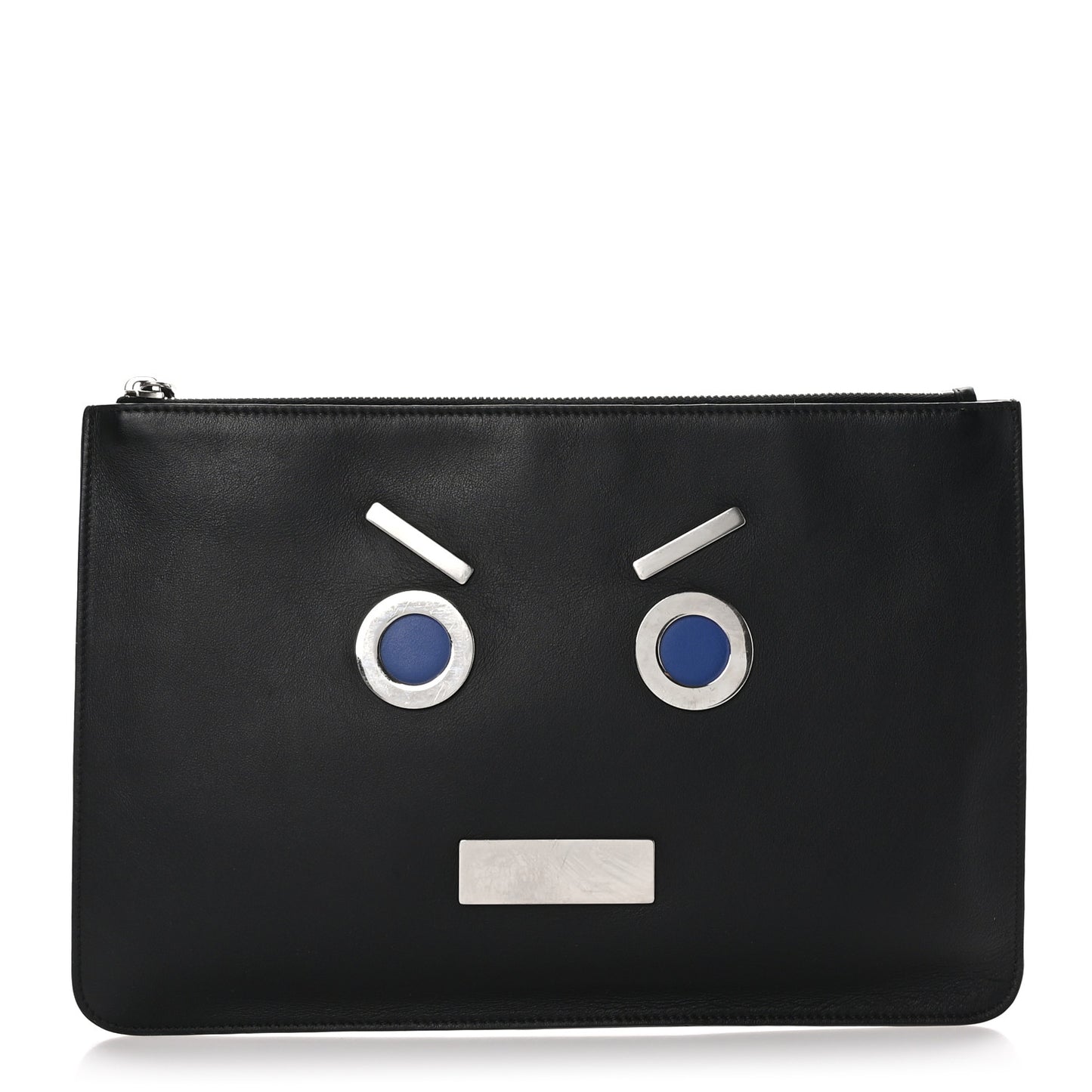 Calfskin Faces Pouch Black