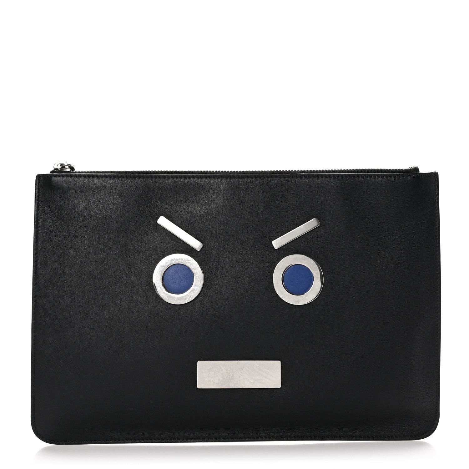 Fendi Calfskin Faces Pouch Black 1 of 8