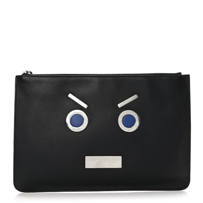 Fendi Calfskin Faces Pouch Black 1 of 8