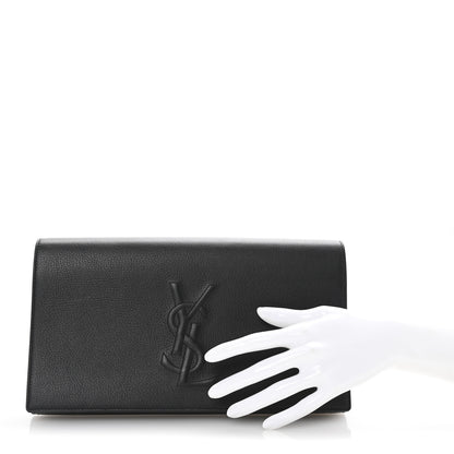 Saint Laurent Goatskin Monogram Large Belle De Jour Clutch Black 2 of 7