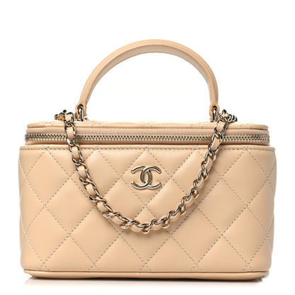 Chanel Lambskin Quilted Small Top Handle Vanity Case With Chain Beige 1 of 10