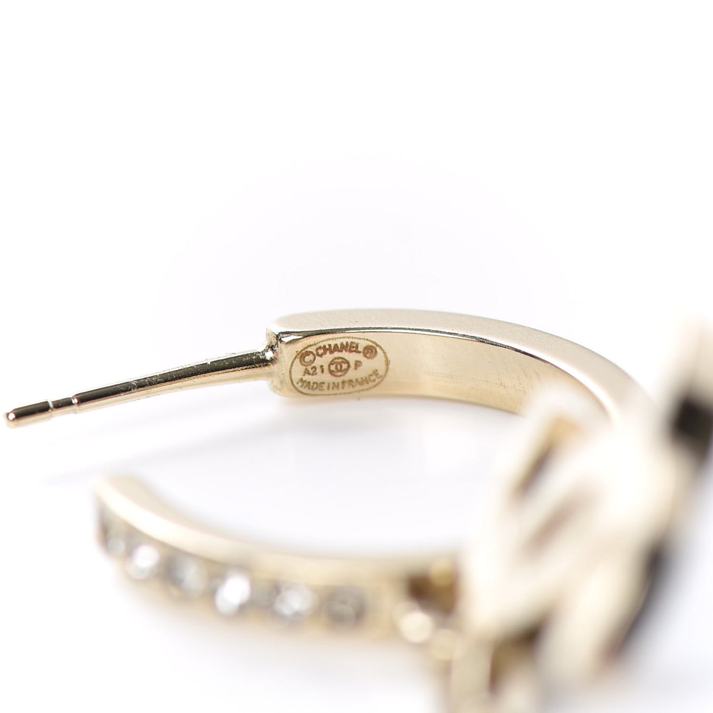 Crystal Lock Symbols CC Hoop Drop Earrings Gold