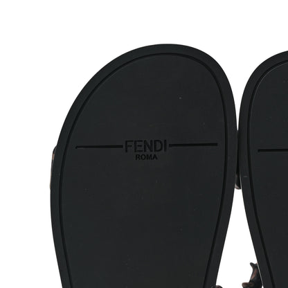 Fendi Satin FF Ruched Sandals 39.5 Tobacco Black 6 of 8