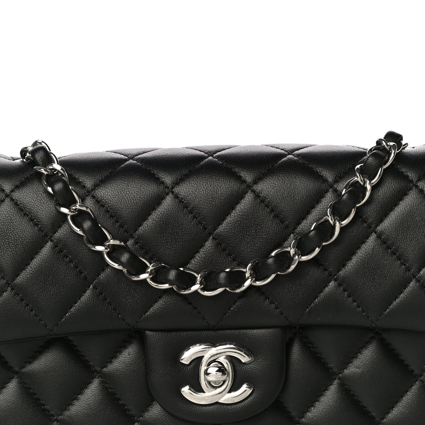 Lambskin Quilted Mini Rectangular Flap Black