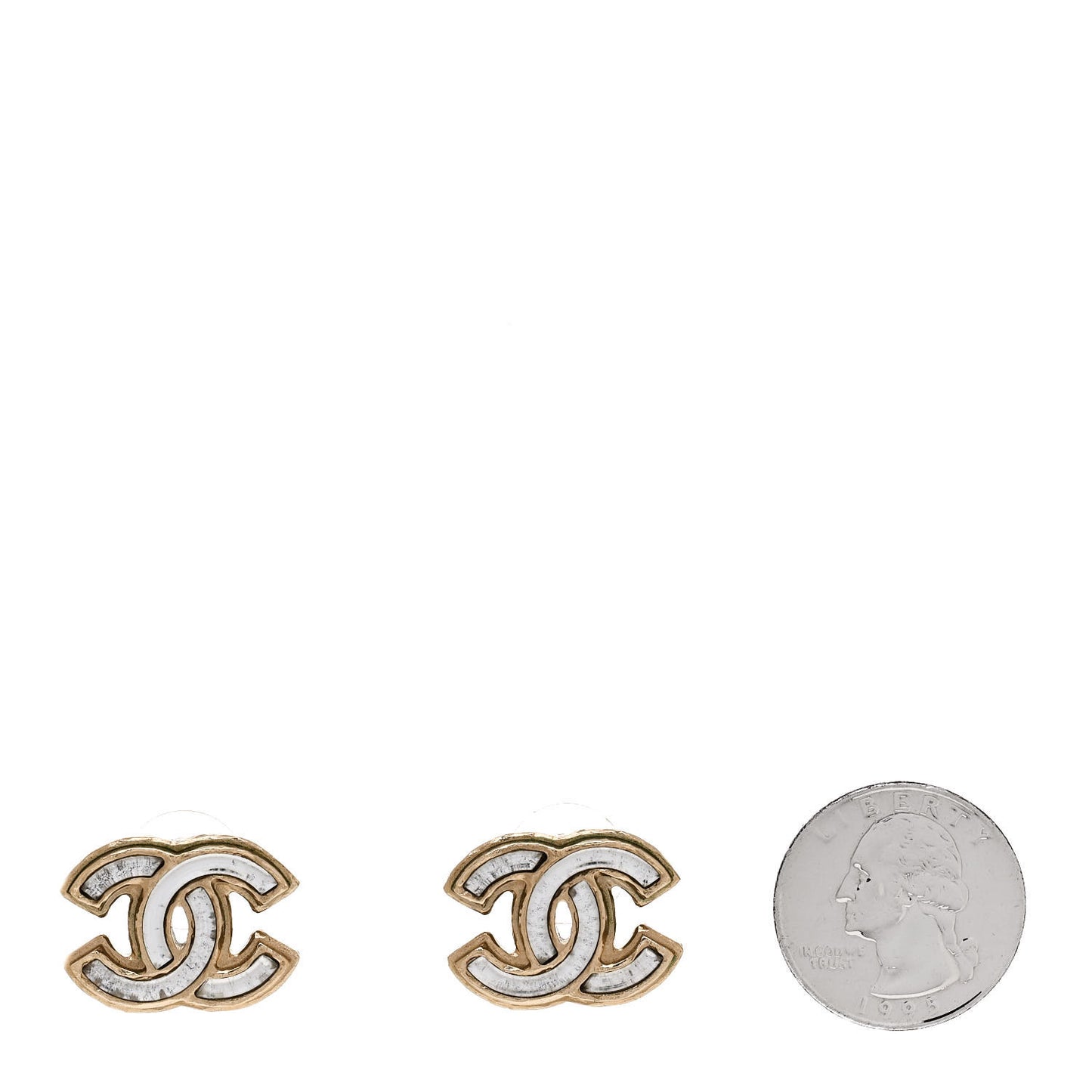Enamel CC Earrings Grey Gold
