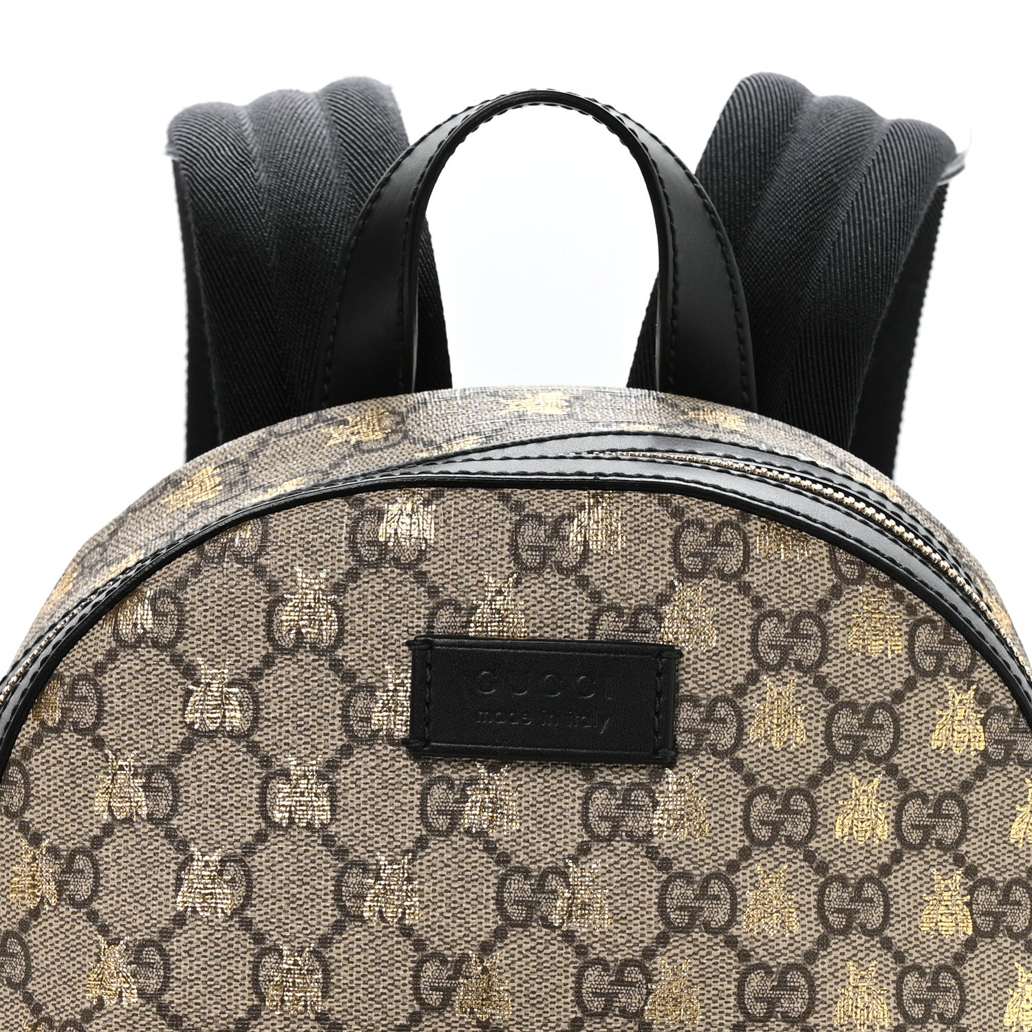 Gucci GG Supreme Monogram Bees Print Small Day Backpack Beige Oro Black 8 of 10