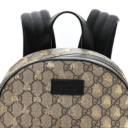 Gucci GG Supreme Monogram Bees Print Small Day Backpack Beige Oro Black 8 of 10