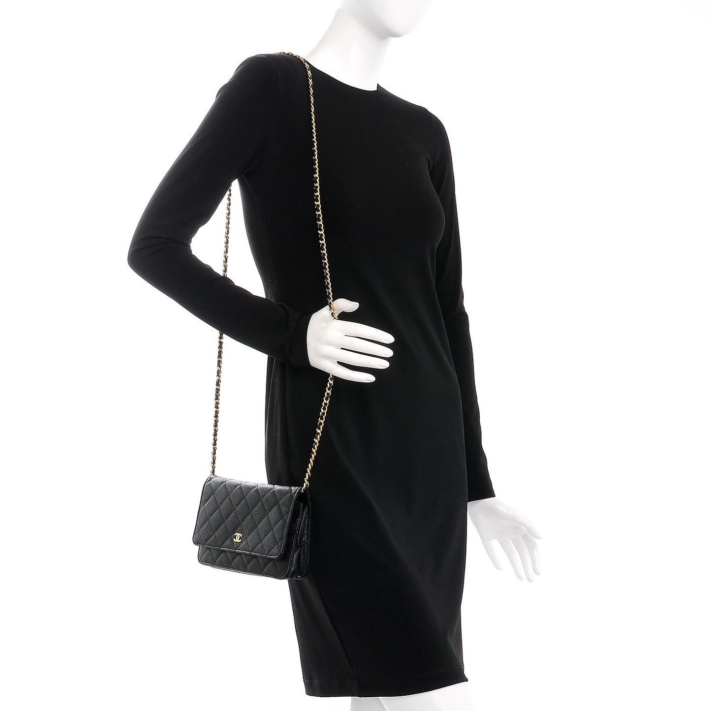 Caviar Quilted Wallet On Chain WOC Black