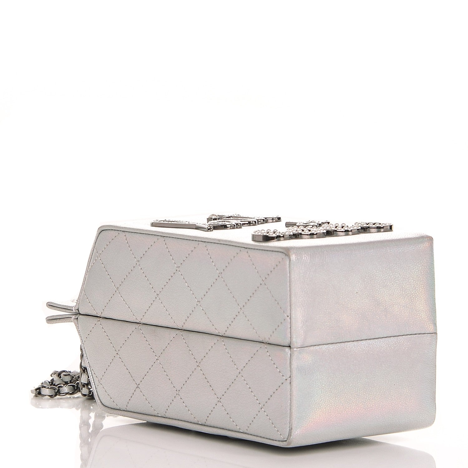 Chanel Metallic Goatskin Lait de Coco Milk Carton Bag Silver 4 of 6
